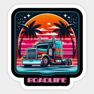 Retro vintage trucker roadlife Sticker